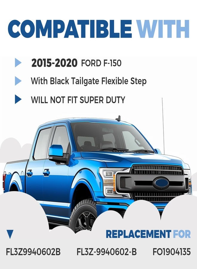ECOTRIC Center Tailgate Molding Trim Compatible with 2015-2020 Ford F150 F-150 Replacement for FL3Z9940602B FO1904135 Flexible Flex Step Cap Top Trim Protector Cover w/Release Button - Image 2